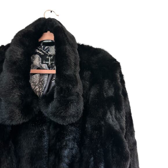 Vintage Black Long Length Oversized French Girl  Boho Chic Faux Fur Mink Coat XL - Picture 6 of 10